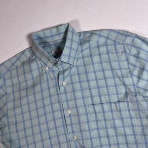 Peter Millar Men's Small Blue Green Plaid Button Down Shirt LS